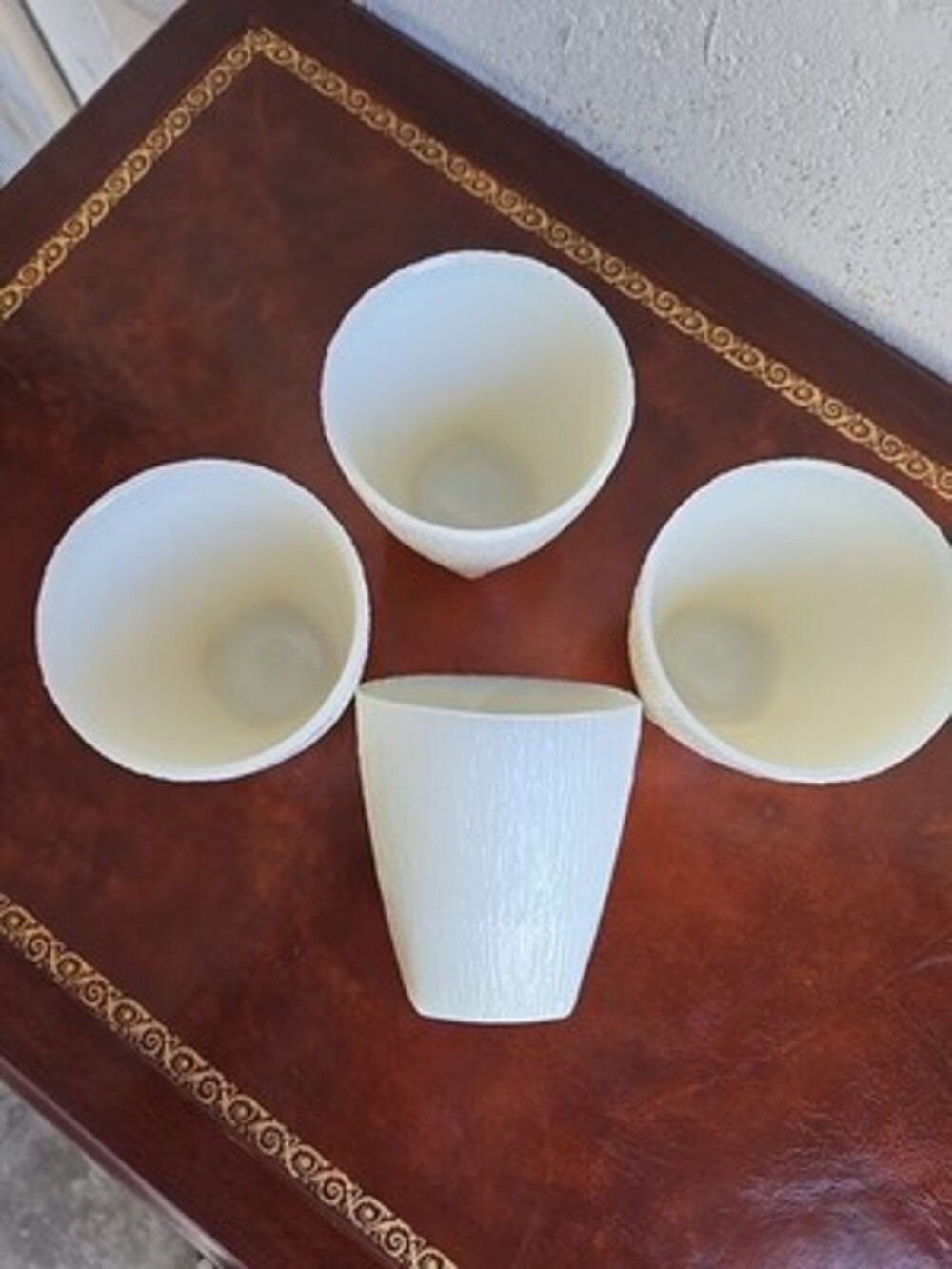 Vintage Italian Milk Glass Tumblers Glasses Textured Cream Color - Set Of 4
